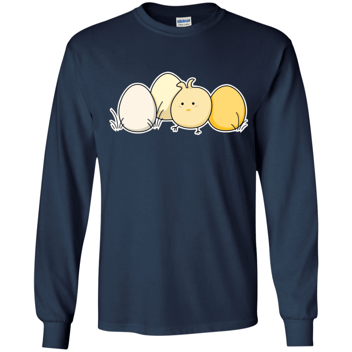 T-Shirts Navy / YS Kawaii Easter Chick and Eggs Youth Long Sleeve T-Shirt