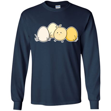 T-Shirts Navy / YS Kawaii Easter Chick and Eggs Youth Long Sleeve T-Shirt