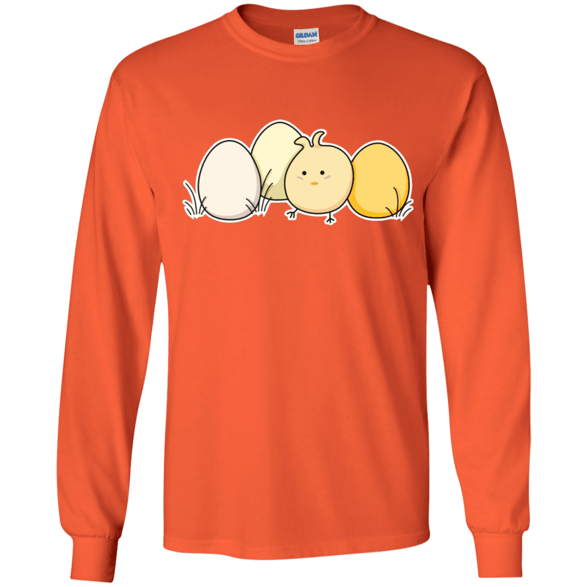 T-Shirts Orange / YS Kawaii Easter Chick and Eggs Youth Long Sleeve T-Shirt