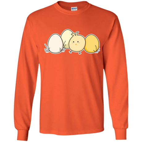 T-Shirts Orange / YS Kawaii Easter Chick and Eggs Youth Long Sleeve T-Shirt