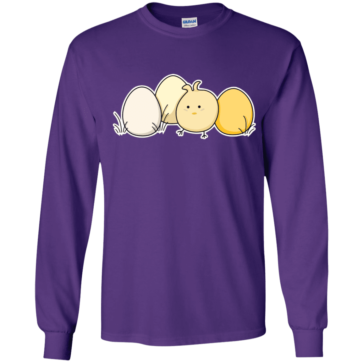 T-Shirts Purple / YS Kawaii Easter Chick and Eggs Youth Long Sleeve T-Shirt