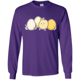 T-Shirts Purple / YS Kawaii Easter Chick and Eggs Youth Long Sleeve T-Shirt