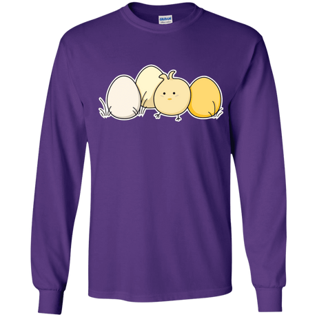 T-Shirts Purple / YS Kawaii Easter Chick and Eggs Youth Long Sleeve T-Shirt
