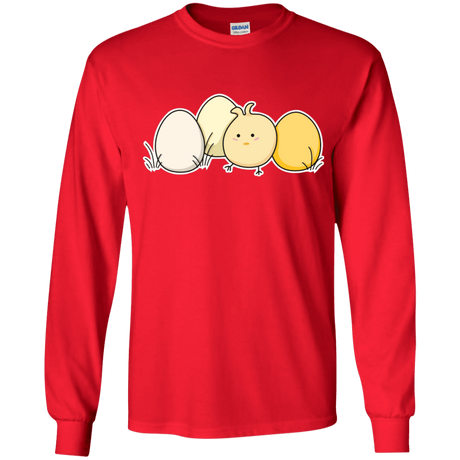 T-Shirts Red / YS Kawaii Easter Chick and Eggs Youth Long Sleeve T-Shirt