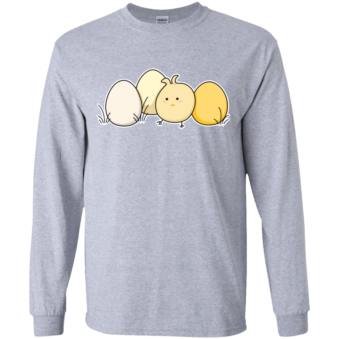 T-Shirts Sport Grey / YS Kawaii Easter Chick and Eggs Youth Long Sleeve T-Shirt
