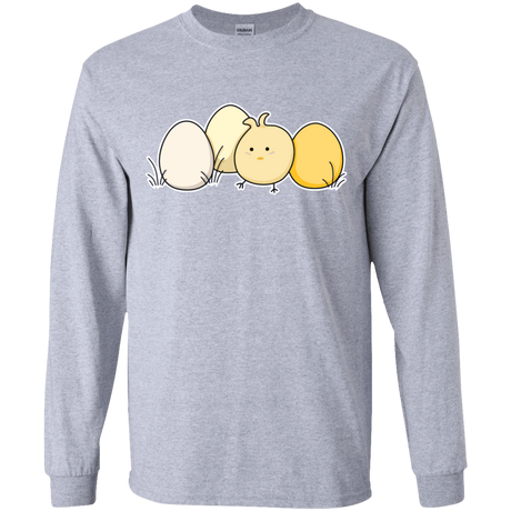 T-Shirts Sport Grey / YS Kawaii Easter Chick and Eggs Youth Long Sleeve T-Shirt