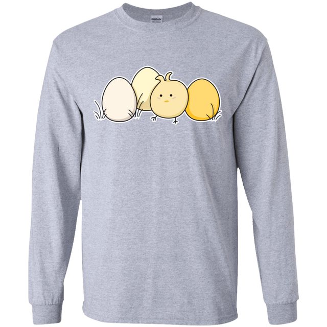 T-Shirts Sport Grey / YS Kawaii Easter Chick and Eggs Youth Long Sleeve T-Shirt