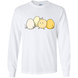 T-Shirts White / YS Kawaii Easter Chick and Eggs Youth Long Sleeve T-Shirt