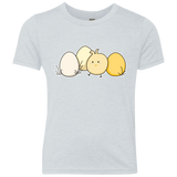 T-Shirts Heather White / YXS Kawaii Easter Chick and Eggs Youth Triblend T-Shirt