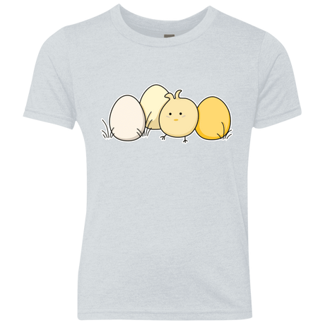 T-Shirts Heather White / YXS Kawaii Easter Chick and Eggs Youth Triblend T-Shirt
