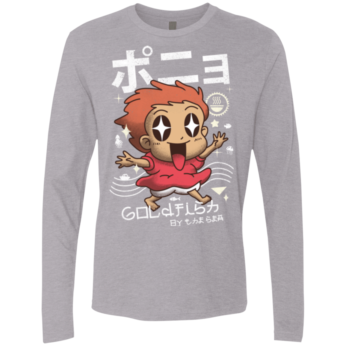 T-Shirts Heather Grey / Small Kawaii Gold Fish Men's Premium Long Sleeve