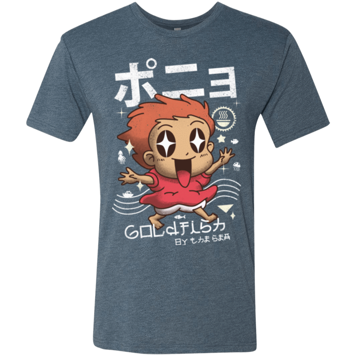 T-Shirts Indigo / Small Kawaii Gold Fish Men's Triblend T-Shirt