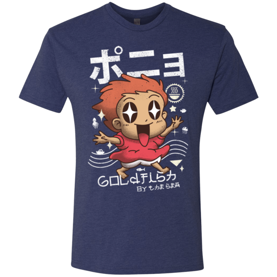 T-Shirts Vintage Navy / Small Kawaii Gold Fish Men's Triblend T-Shirt
