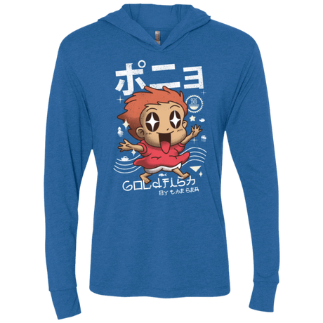 T-Shirts Vintage Royal / X-Small Kawaii Gold Fish Triblend Long Sleeve Hoodie Tee