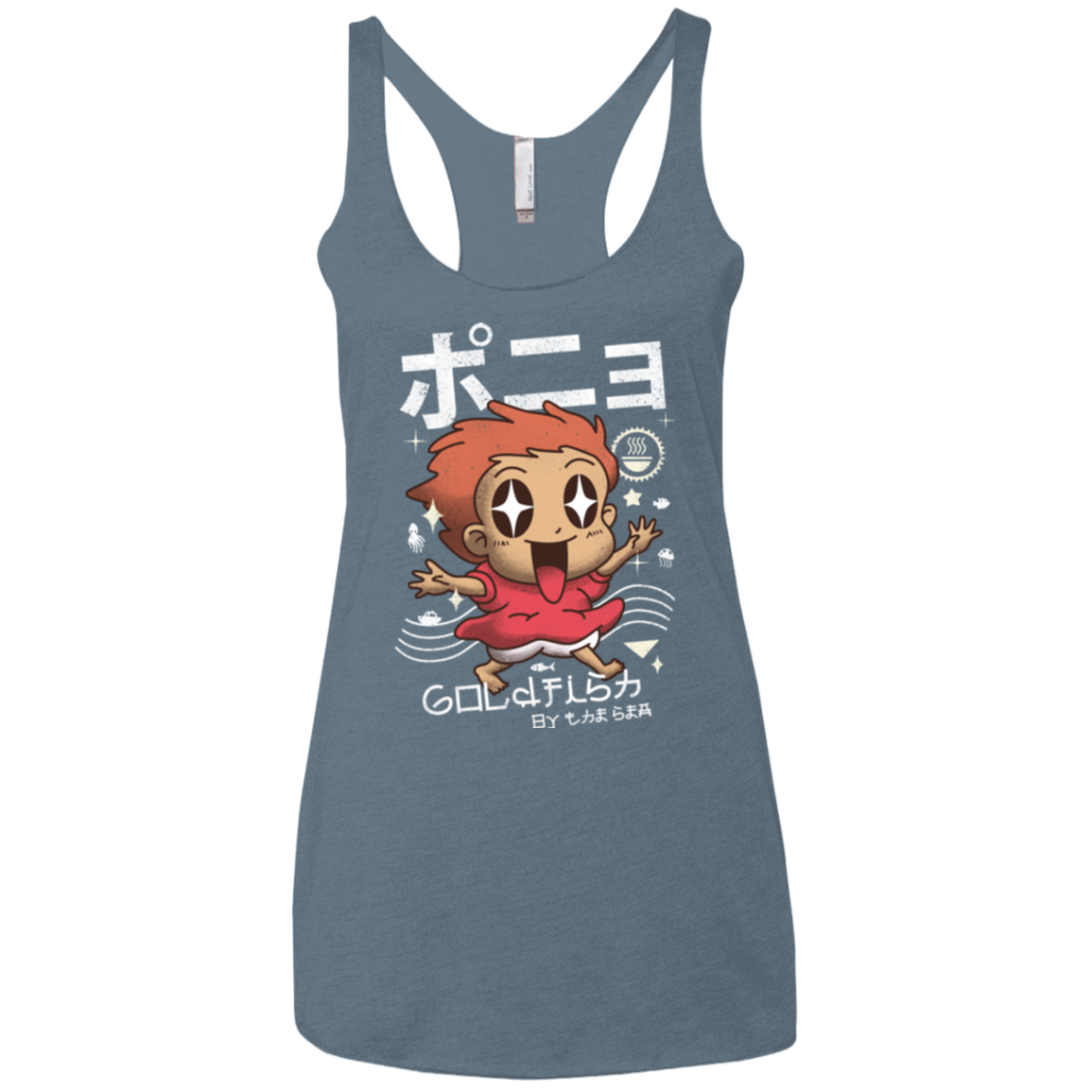 T-Shirts Indigo / X-Small Kawaii Gold Fish Women's Triblend Racerback Tank