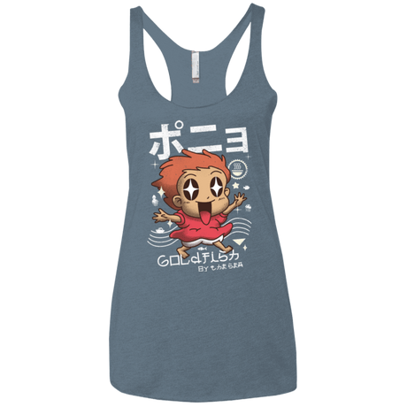 T-Shirts Indigo / X-Small Kawaii Gold Fish Women's Triblend Racerback Tank