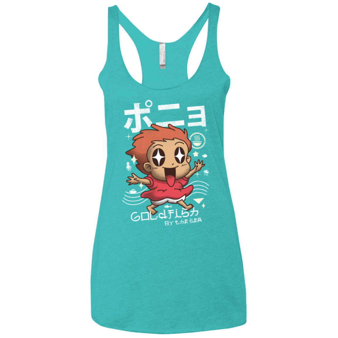 T-Shirts Tahiti Blue / X-Small Kawaii Gold Fish Women's Triblend Racerback Tank