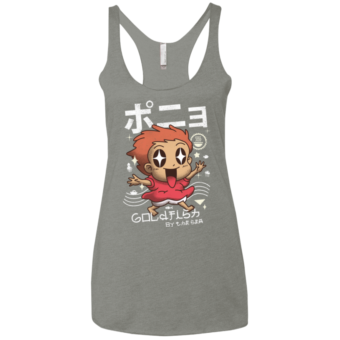 T-Shirts Venetian Grey / X-Small Kawaii Gold Fish Women's Triblend Racerback Tank