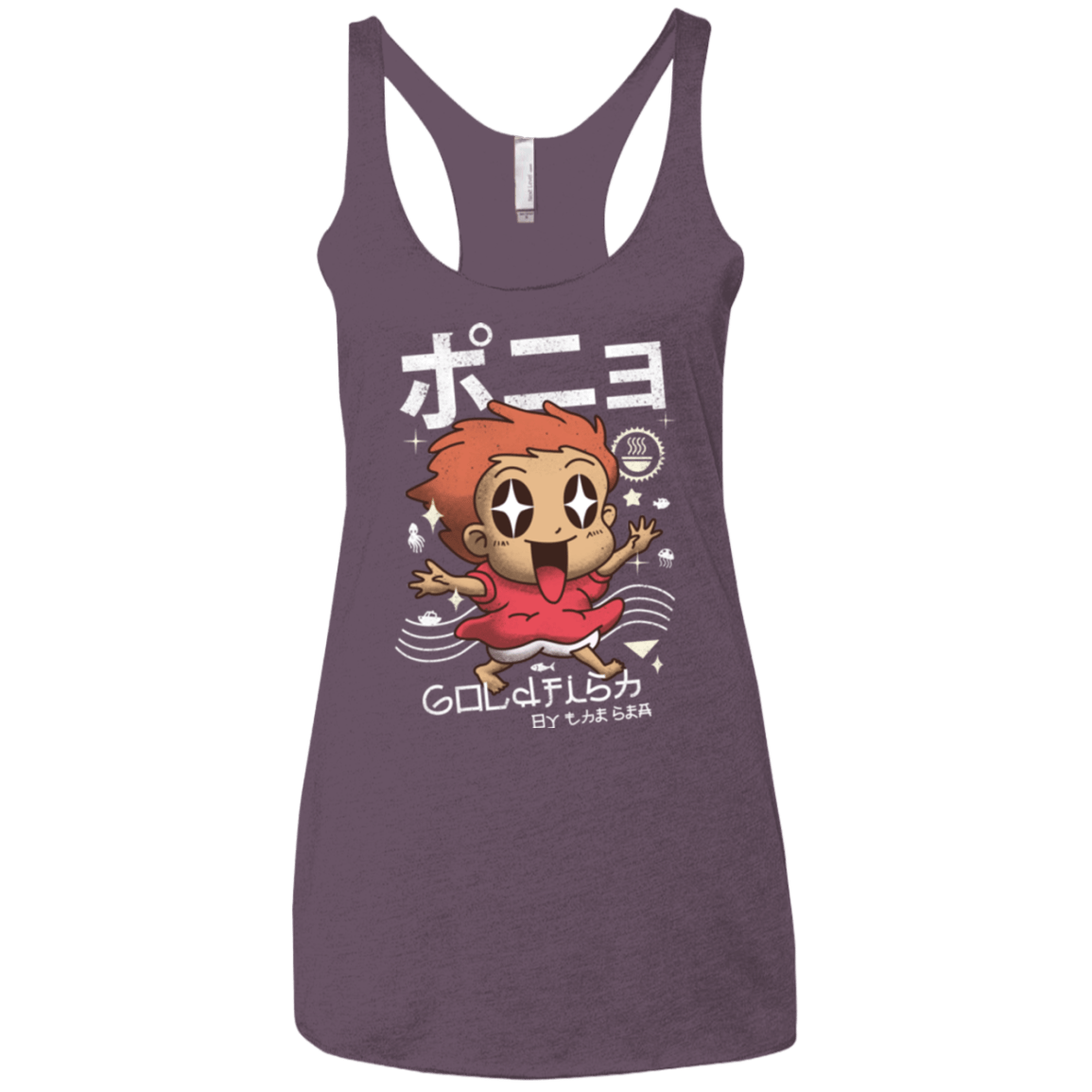 T-Shirts Vintage Purple / X-Small Kawaii Gold Fish Women's Triblend Racerback Tank
