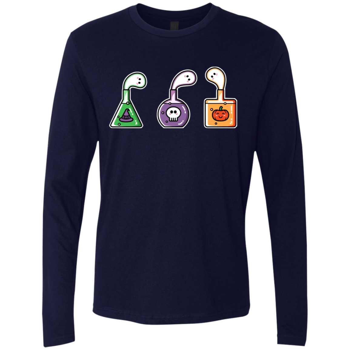 T-Shirts Midnight Navy / S Kawaii Halloween Potions Men's Premium Long Sleeve