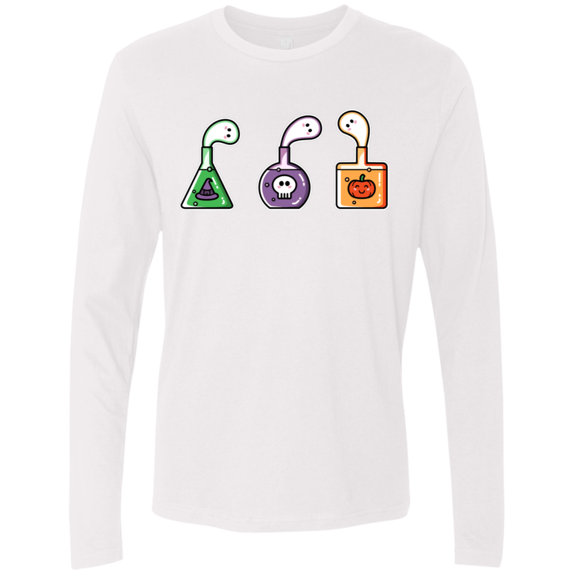 T-Shirts White / S Kawaii Halloween Potions Men's Premium Long Sleeve