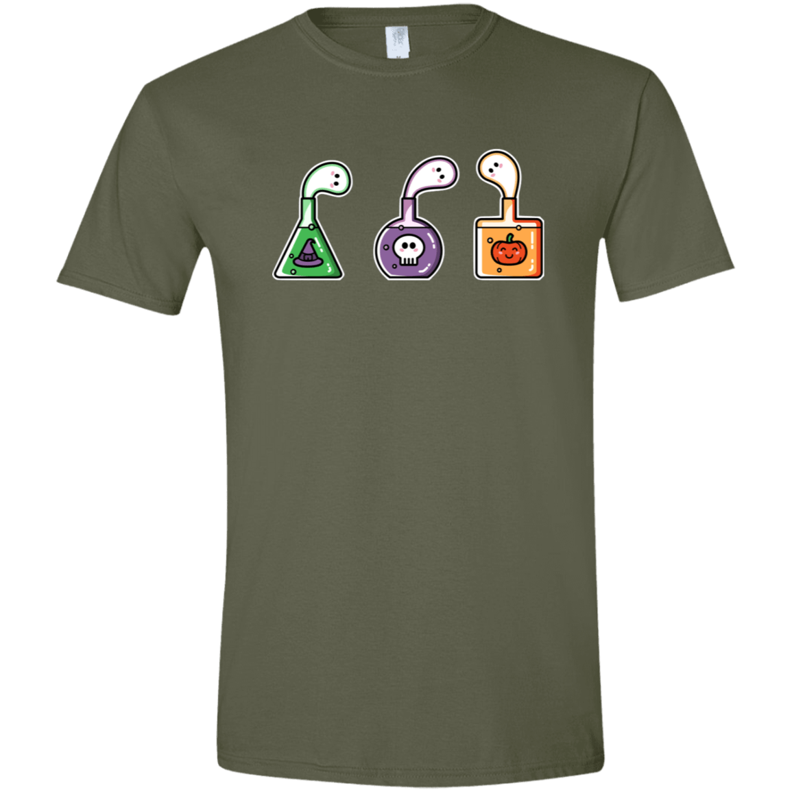 T-Shirts Military Green / S Kawaii Halloween Potions Men's Semi-Fitted Softstyle
