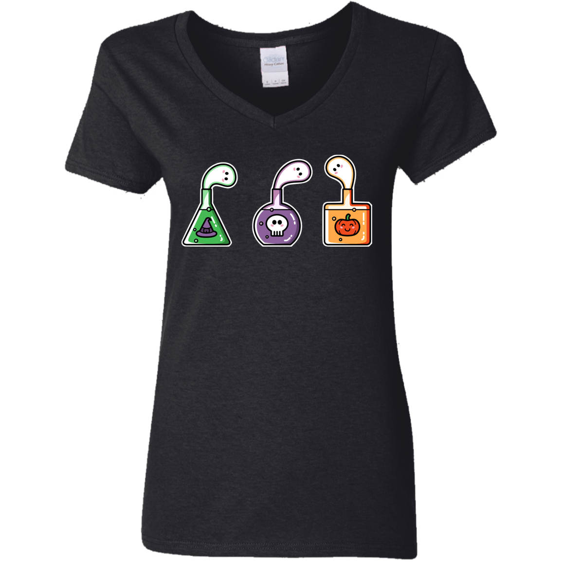 T-Shirts Black / S Kawaii Halloween Potions Women's V-Neck T-Shirt