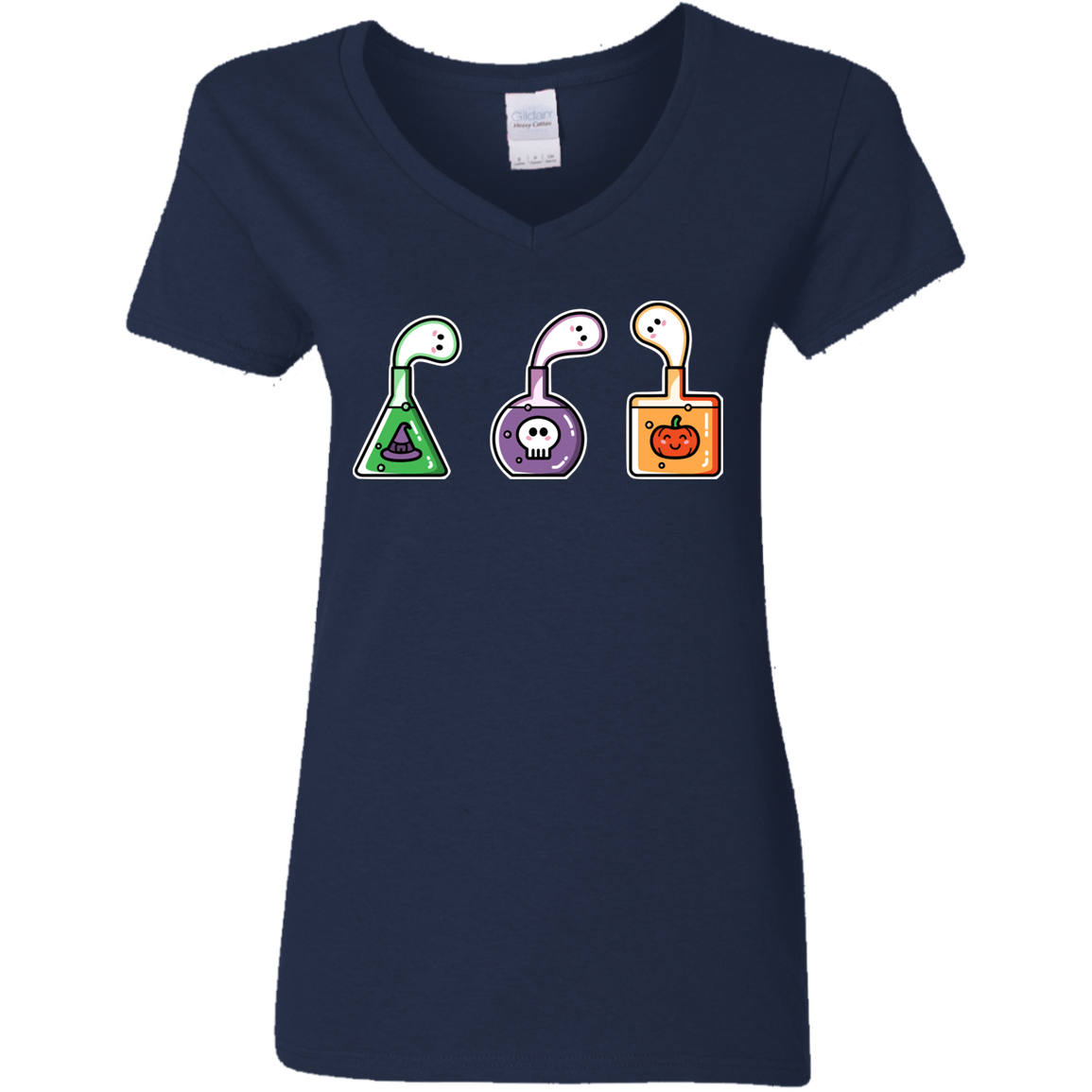 T-Shirts Navy / S Kawaii Halloween Potions Women's V-Neck T-Shirt