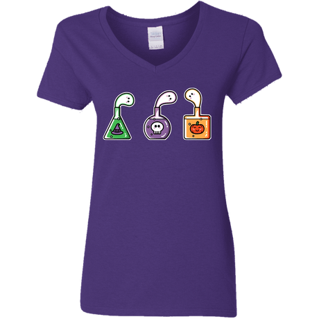 T-Shirts Purple / S Kawaii Halloween Potions Women's V-Neck T-Shirt