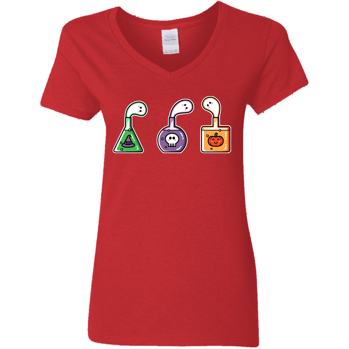 T-Shirts Red / S Kawaii Halloween Potions Women's V-Neck T-Shirt