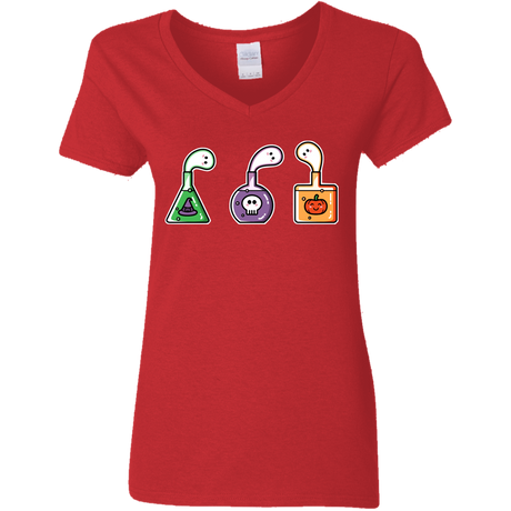 T-Shirts Red / S Kawaii Halloween Potions Women's V-Neck T-Shirt