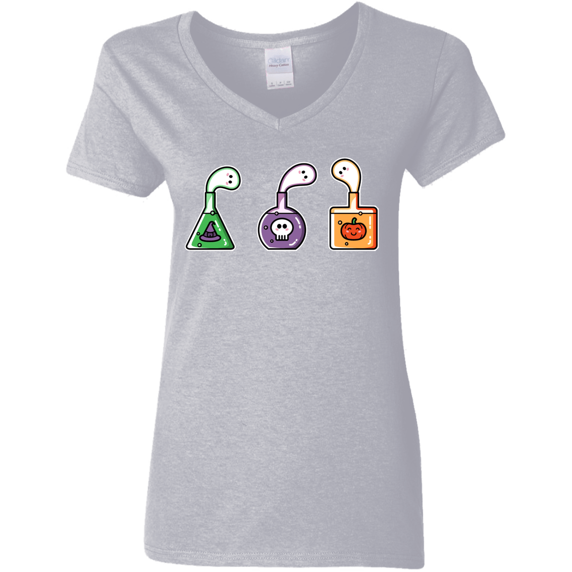 T-Shirts Sport Grey / S Kawaii Halloween Potions Women's V-Neck T-Shirt