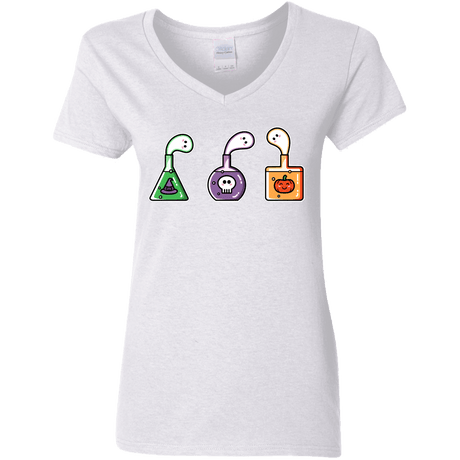 T-Shirts White / S Kawaii Halloween Potions Women's V-Neck T-Shirt