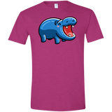 T-Shirts Antique Heliconia / S Kawaii Happy Hippo Men's Semi-Fitted Softstyle