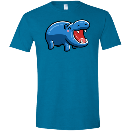 T-Shirts Antique Sapphire / S Kawaii Happy Hippo Men's Semi-Fitted Softstyle