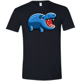 T-Shirts Black / X-Small Kawaii Happy Hippo Men's Semi-Fitted Softstyle