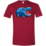 T-Shirts Cardinal Red / S Kawaii Happy Hippo Men's Semi-Fitted Softstyle