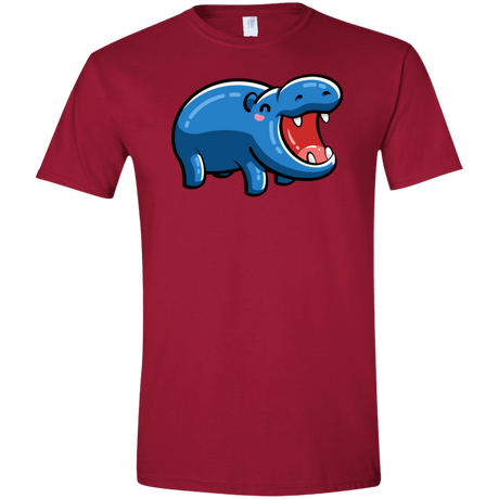 T-Shirts Cardinal Red / S Kawaii Happy Hippo Men's Semi-Fitted Softstyle