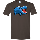 T-Shirts Dark Chocolate / S Kawaii Happy Hippo Men's Semi-Fitted Softstyle