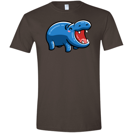 T-Shirts Dark Chocolate / S Kawaii Happy Hippo Men's Semi-Fitted Softstyle