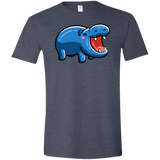 T-Shirts Heather Navy / S Kawaii Happy Hippo Men's Semi-Fitted Softstyle