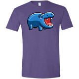 T-Shirts Heather Purple / S Kawaii Happy Hippo Men's Semi-Fitted Softstyle