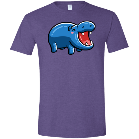 T-Shirts Heather Purple / S Kawaii Happy Hippo Men's Semi-Fitted Softstyle