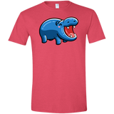 T-Shirts Heather Red / S Kawaii Happy Hippo Men's Semi-Fitted Softstyle