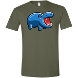 T-Shirts Military Green / S Kawaii Happy Hippo Men's Semi-Fitted Softstyle