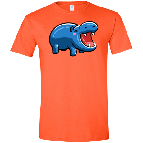 T-Shirts Orange / S Kawaii Happy Hippo Men's Semi-Fitted Softstyle