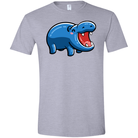 T-Shirts Sport Grey / X-Small Kawaii Happy Hippo Men's Semi-Fitted Softstyle