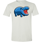 T-Shirts White / X-Small Kawaii Happy Hippo Men's Semi-Fitted Softstyle