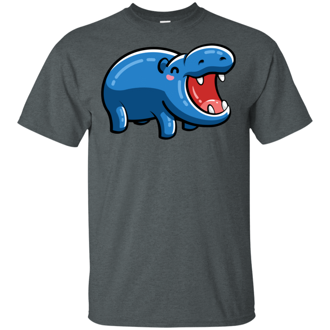 T-Shirts Dark Heather / S Kawaii Happy Hippo T-Shirt