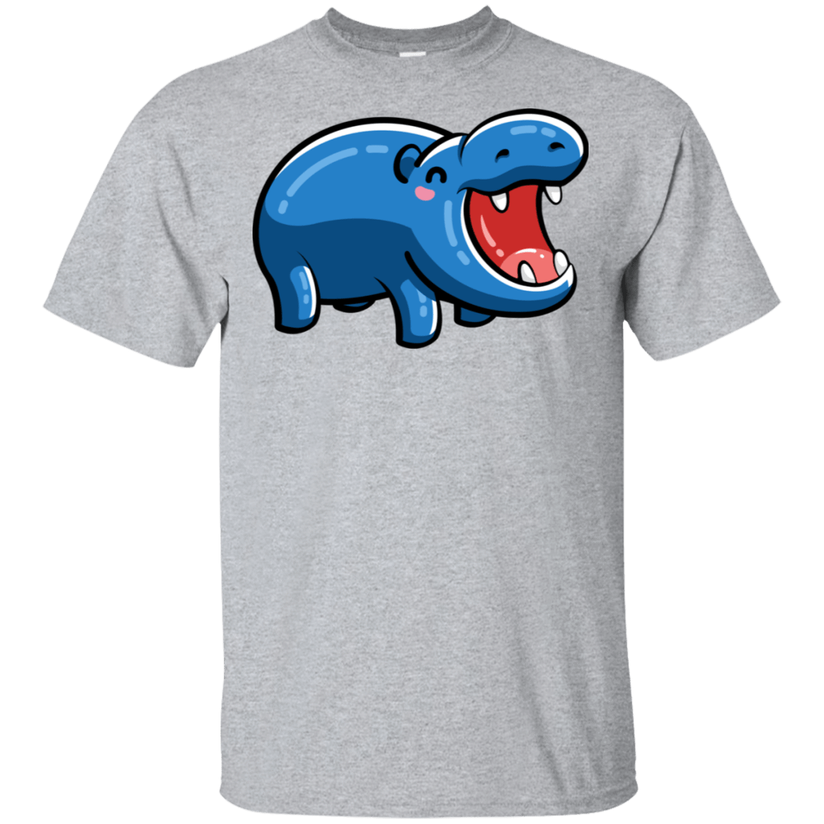 T-Shirts Sport Grey / S Kawaii Happy Hippo T-Shirt